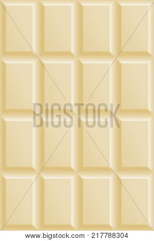 White chocolate seamless pattern. Milk chocolate squares background. Sweet dessert wallpaper. Graphic design element for web, packaging, poster, flyer, dessert advertisement. Vector illustration.
