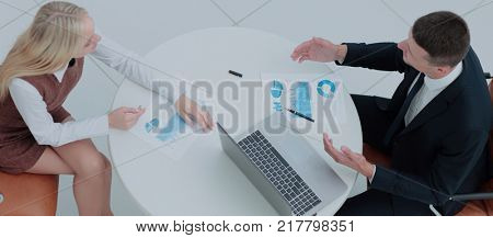 Business people at work. Two business people in formalwear discu