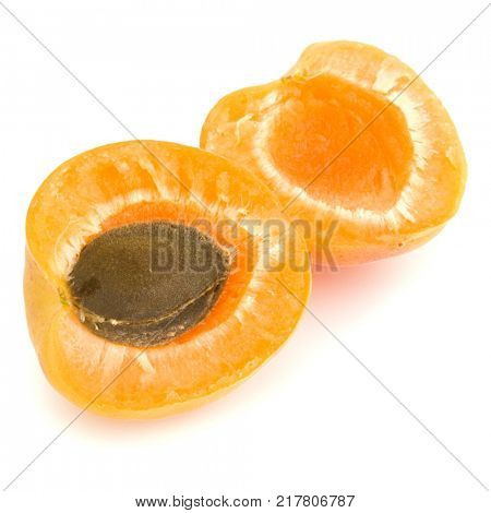 Two apricot fruit isolated on white background cutout