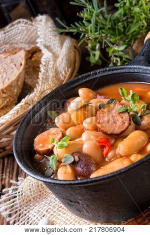 A Fresh And Tasty True Polish Baked Beans With Sausage