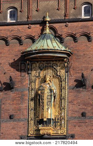 fragment of the Copenhagen City Hall, Denmark. View from the courtyard.