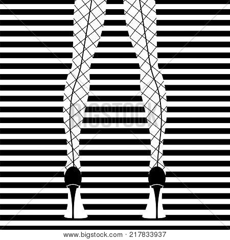 Fashion Model Black And White Stripes