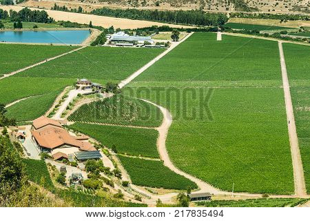 Santa Cruz O'Higgins Region Chile - December 20 2016: A view of Santa Cruz vineyard in the Colchagua Valley an emerging tourist attraction around wine in the 