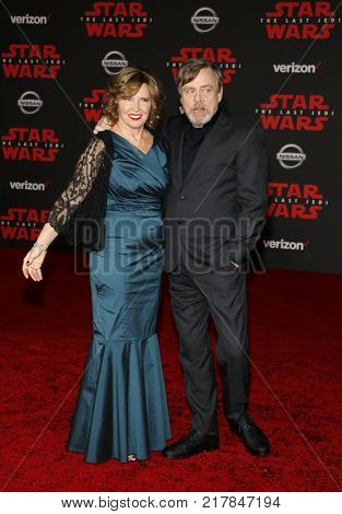 Mark Hamill and Marilou Hamill at the World premiere of 'Star Wars: The Last Jedi' held at the Shrine Auditorium in Los Angeles, USA on December 9, 2017.