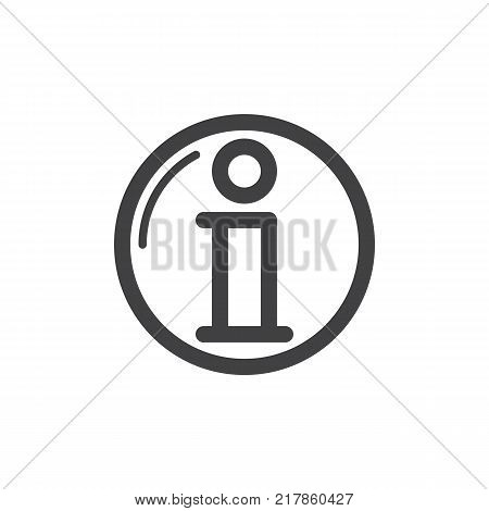 Letter i in a circle line icon, outline vector sign, linear style pictogram isolated on white. Information, info symbol, logo illustration. Thick line design. Pixel perfect vector graphics