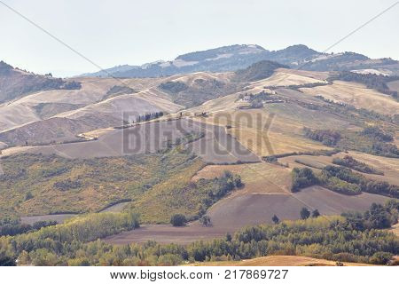 San Marino, San Marino - 10 August 2017: Panoramic View Of The Local Surroundings.