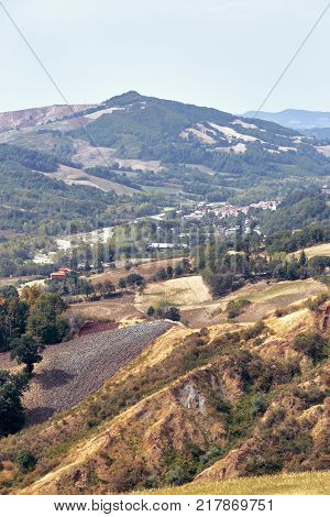 San Marino, San Marino - 10 August 2017: Panoramic View Of The Local Surroundings.