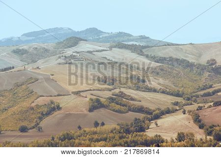 San Marino, San Marino - 10 August 2017: Panoramic View Of The Local Surroundings.