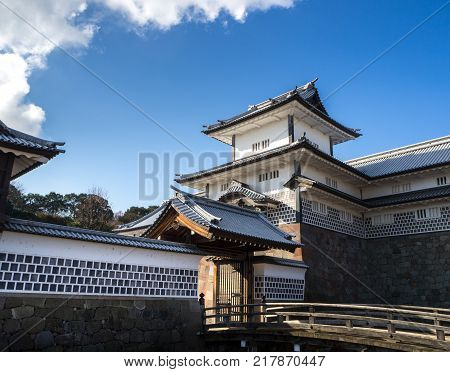 The main tower (Tenshu) of Nagoya Castle over blue sky