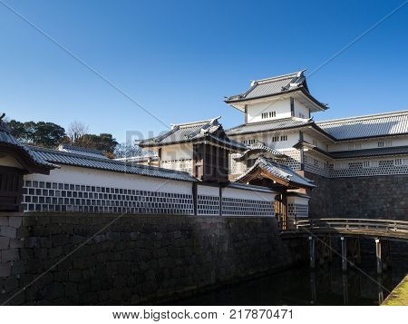 The main tower (Tenshu) of Nagoya Castle over blue sky