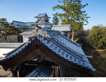 The main tower (Tenshu) of Nagoya Castle over blue sky