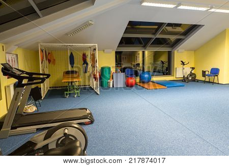 WISLA POLAND - OCTOBER 23 2105: Gym and fitness room at the rehabilitation center for the disabled in Wisla Poland