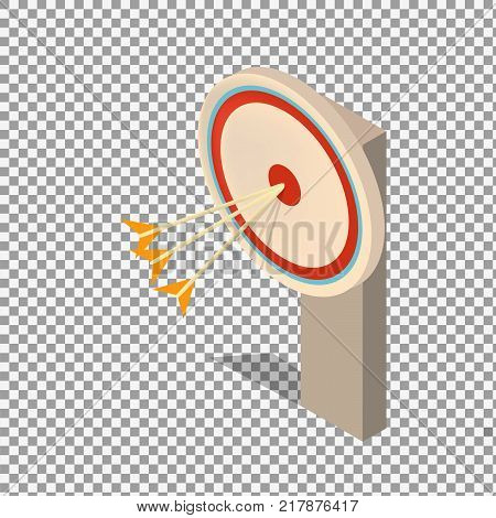 Target icon on transparent background, vector symbol in flat isometric style. -stock vector