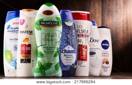 Composition With Containers Of Global Cosmetics Brands