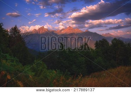 Beautiful Idyllic summer landscape in the caucasus mountains