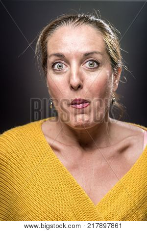 Portrait Of 40-year-old Woman With Different Emotions