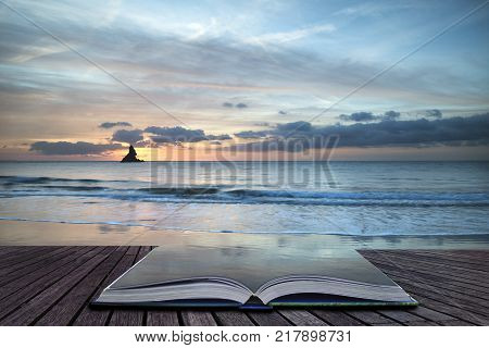 Beautiful Sunrise Landsdcape Of Idyllic Broadhaven Bay Beach On Pembrokeshire Coast In Wales