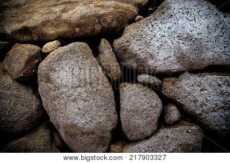 Texture of the stones. Autumn uotdoor hiking.
