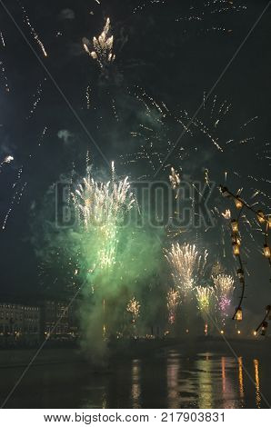 View of New Year's fireworks in Pisa