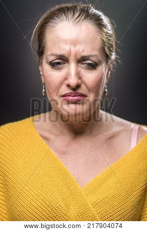 Portrait Of 40-year-old Woman With Different Emotions