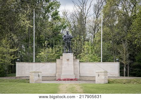 DUXFORD, UK, 28TH APRIL 2017 - The Royal Anglian Regiment Memorial at the Imperial War Museum Duxford England UK