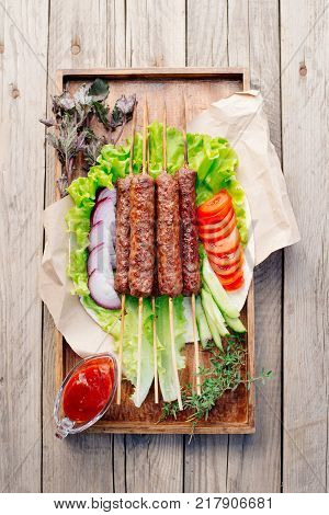 Fast Food. Eastern Food. Shish Kebab, Lyulya-kebab, Shaverma, Pita Gyros. Dishes Of Oriental Cuisine