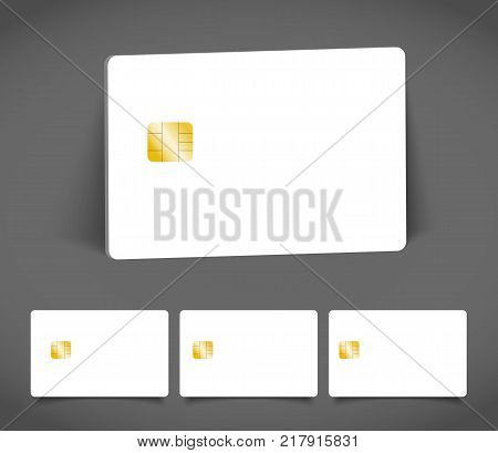 Banking chip credit card realistic mockup. Clear plastic card template