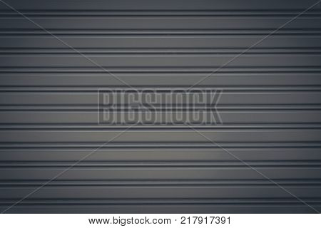 Gray Metal Roller Shutter Door Or Gate Wall Closed Background And Texture.