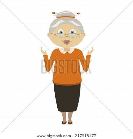 old woman surprised and scared vector character