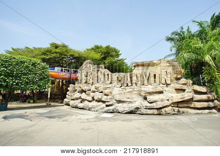 PATHUM THANI THAILAND - November 04 2017: Inside view of the fun park named Dream World in Pathum Thani Thailand. It's the most popular amusement park in Thailand.