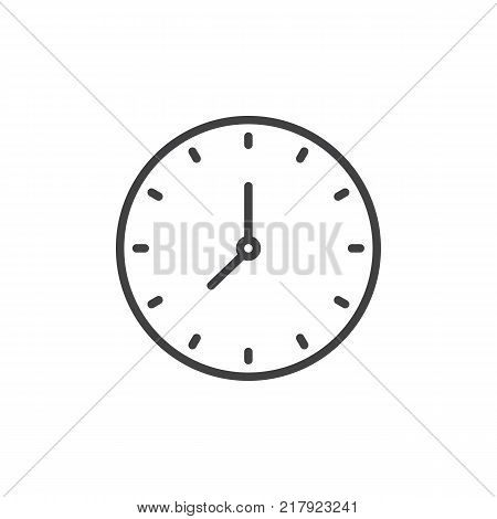 Circular wall clock line icon, outline vector sign, linear style pictogram isolated on white. Office watch symbol, logo illustration. Editable stroke