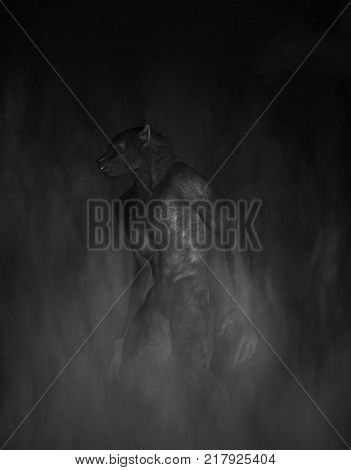 Werewolf in the dark,3d illustration concept background