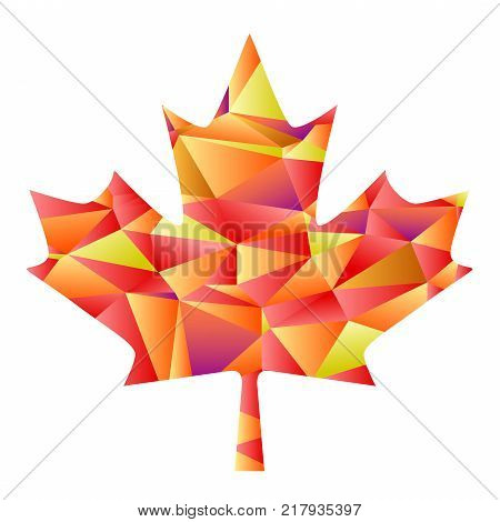 isolated the desiogn of polygon autumn maple leaf on white background