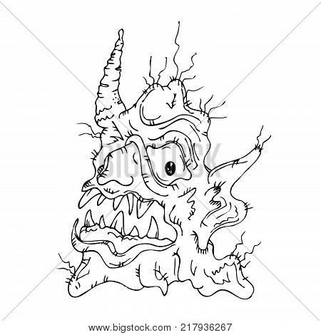 Fantastic fairy awful creature (vector cartoon outline graphic illustration)