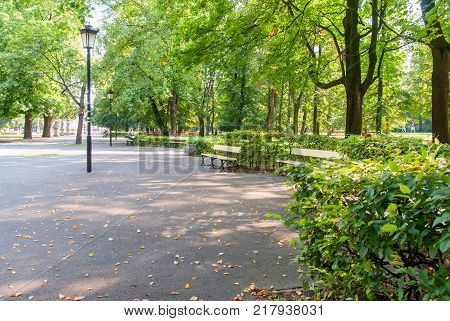 Saxon Garden, the oldest public park in Warsaw, Poland