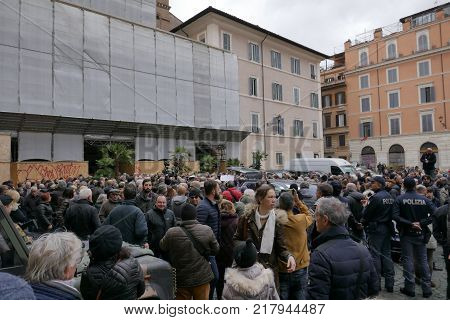 ROME ITALY - DECEMBER 11 2017: funeral of the Italian singer Lando Fiorini at the Basilica of Santa Maria in Trastevere.