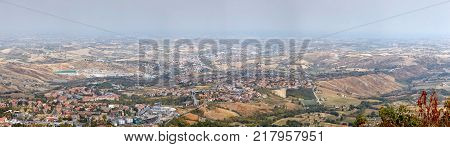 San Marino, San Marino - 10 August 2017: Panoramic View Of The Local Surroundings.