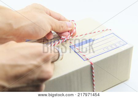 tied the post box by hand  for transpoprt