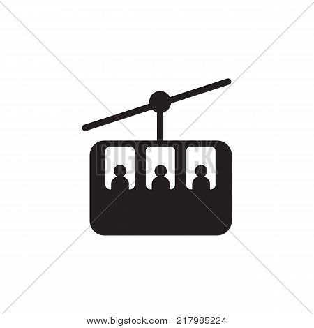 Ski cable lift icon for ski and winter sports icon on white background