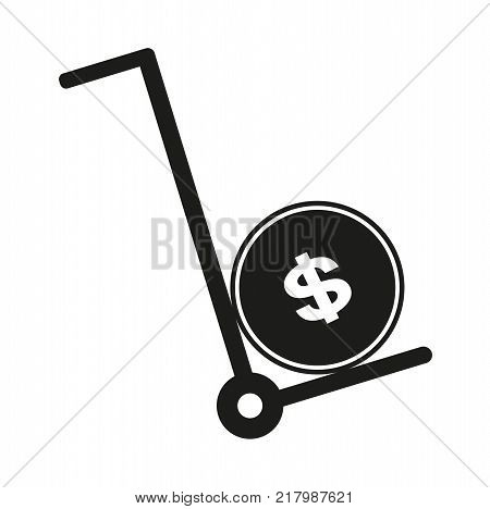 Shopping cart vector icon. Trolley with dollar sign.
