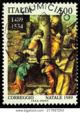 Moscow Russia - December 12 2017: A stamp printed in Italy shows painting 