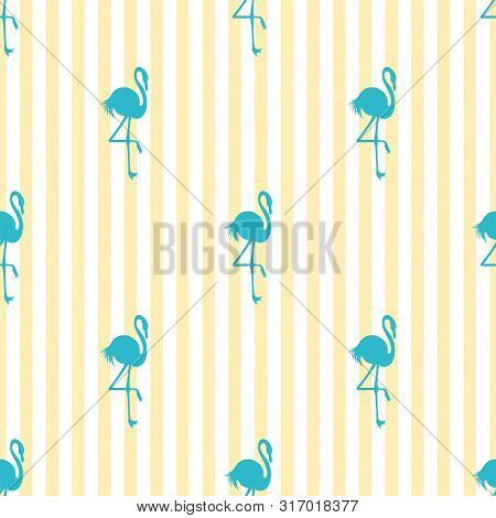 Pastel Striped Vector Tropical Pattern. Plumeria, Frangipani.