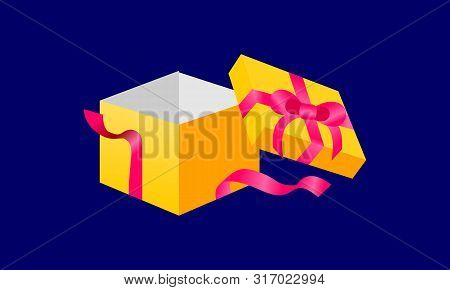 Surprice Gift Box Flat Logo Design Vector