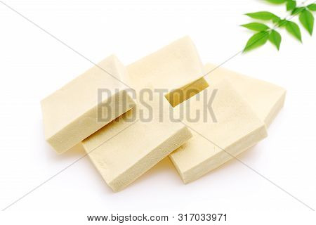 Close Up Of Japanese Food, Kouya Tofu On White Background