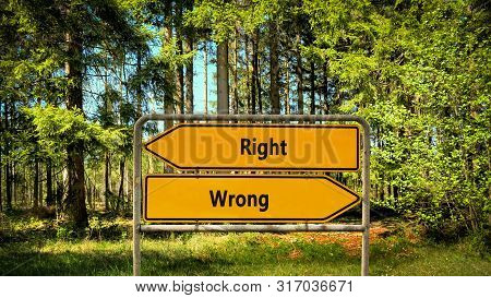 Street Sign To Right Versus Wrong
