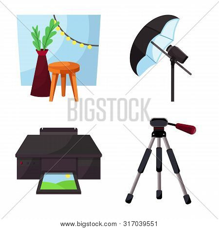 Vector Design Of Studio And Photo Logo. Set Of Studio And Equipment Vector Icon For Stock.