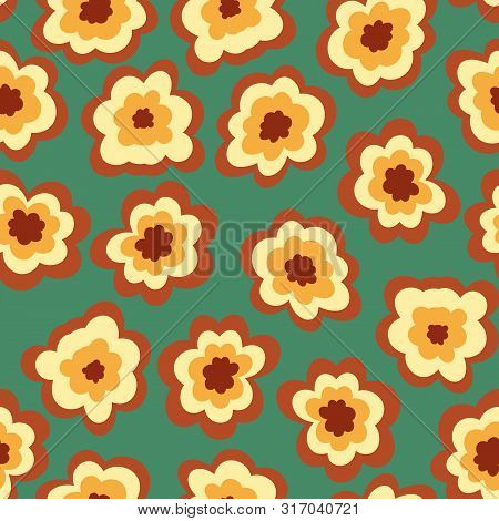 A Seamless Vector Pattern With Bold Graphic Florals. Surface Print Design.