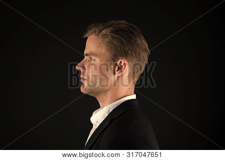 Business People Hairstyle. Businessman Hair Groomed Face. Stylish And Modern Appearance. Well Groome