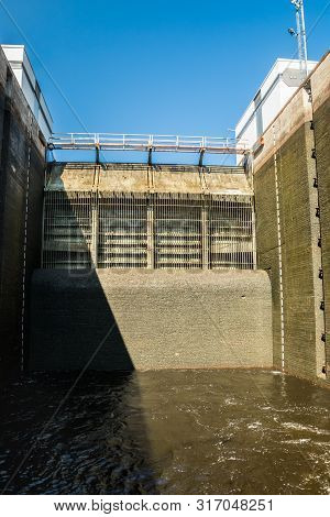 Lappeenranta, Finland - August 7, 2019: Lock On The Saimaa Canal At Malkia. View From Water.