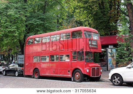 Kiev, Ukraine - August, 2017: Doubledecker. English Bus In The City